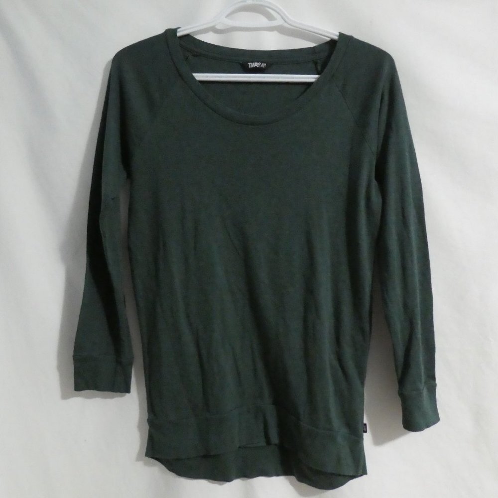 TNA, xxs, olive green knit long sleeve shirt, GUC
